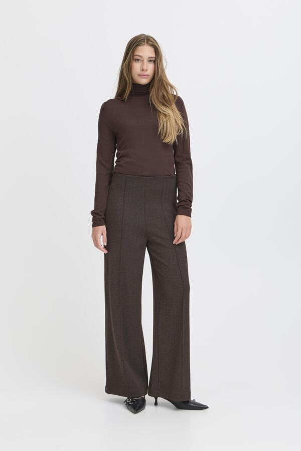 ICHI Kate Jacquard Trousers - Brown Black