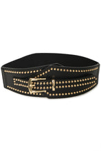 Load image into Gallery viewer, ICHI Badia Wide Black Gold Studded Belt
