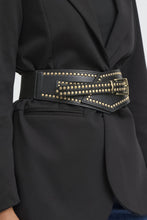 Load image into Gallery viewer, ICHI Badia Wide Black Gold Studded Belt
