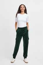 Load image into Gallery viewer, B Young Velour Green Cargo Trackies
