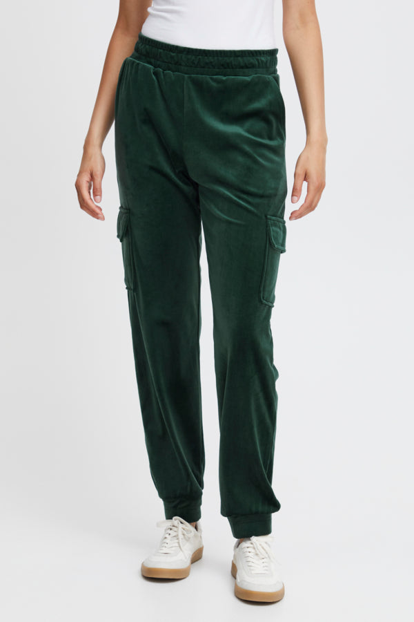 B Young Velour Green Cargo Trackies