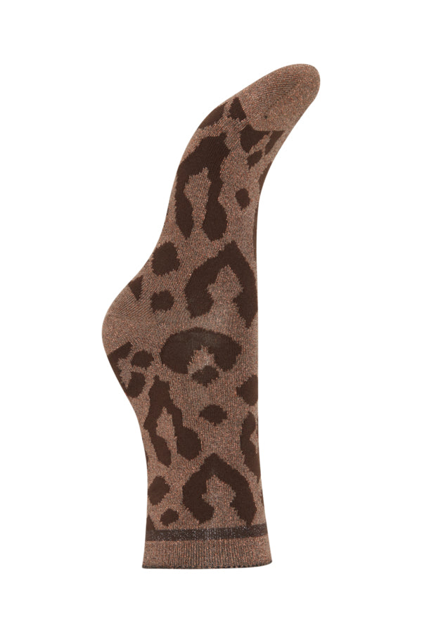 B Young Copper Leopard Glitter Socks