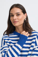 Load image into Gallery viewer, B Young Omea Blue Stripe Crew Neck Jumper
