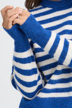 Load image into Gallery viewer, B Young Omea Blue Stripe Crew Neck Jumper
