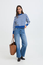 Load image into Gallery viewer, B Young Omea Blue Stripe Crew Neck Jumper
