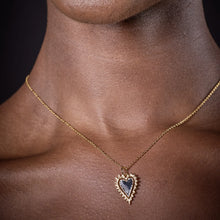 Load image into Gallery viewer, Scream Pretty Black Heart Charm Necklace - Gold
