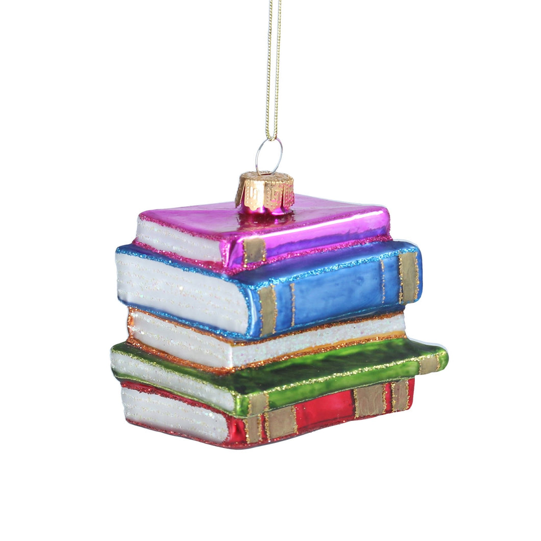 Gisela Graham Stack of Glass Books Christmas Decoration