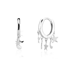 Load image into Gallery viewer, Star &amp; Moon Multi Drop Huggies - Gold or Silver
