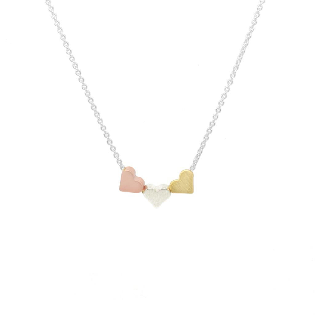 Triple Heart Necklace - Silver / Gold