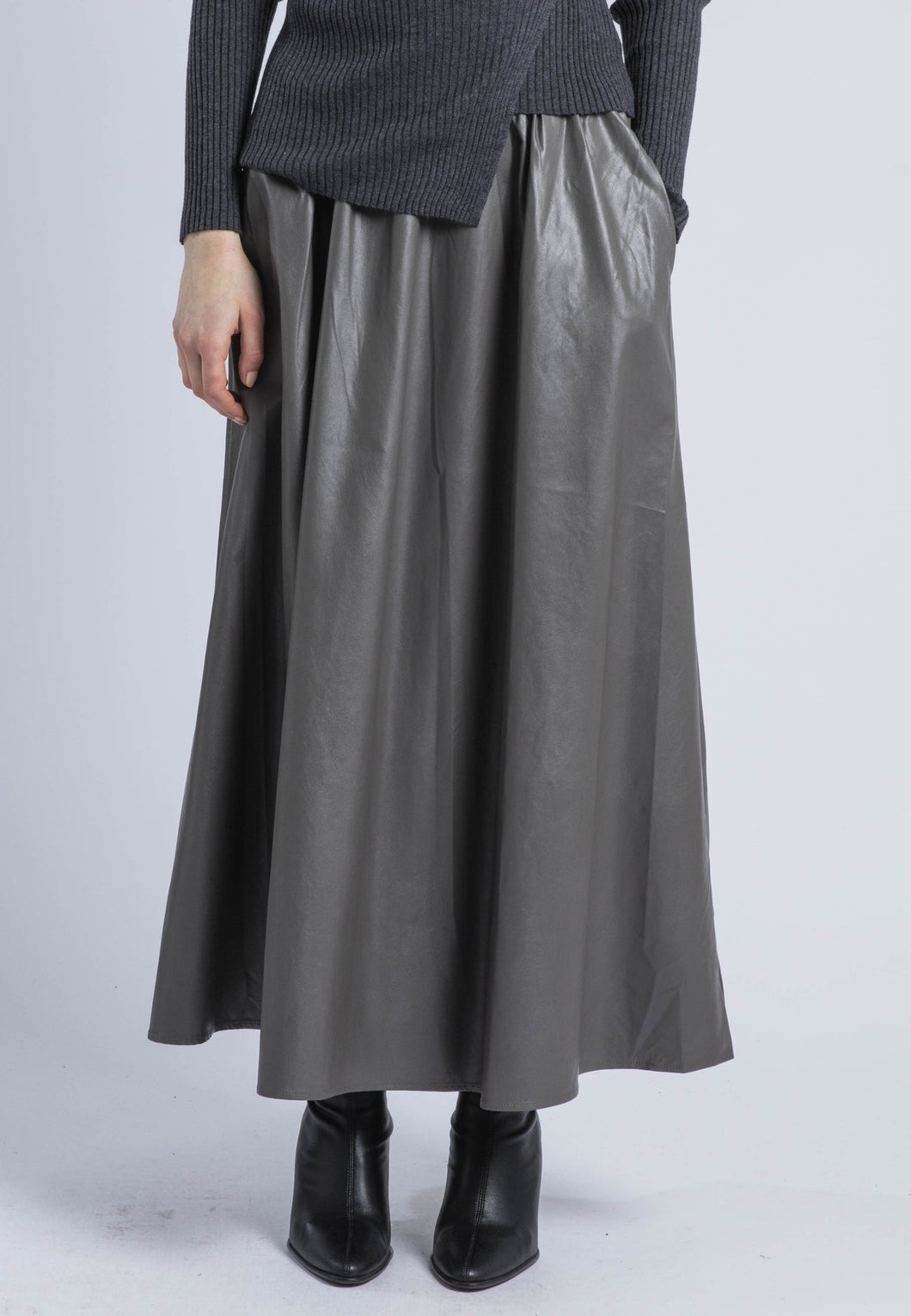 Religion Sophie Faux Leather Maxi Skirt - Grey