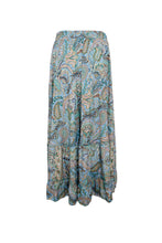 Load image into Gallery viewer, Black Colour Luna Blue Garden Print Maxi Frill Skirt
