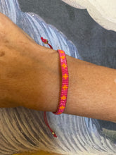 Load image into Gallery viewer, Pink &amp; Orange Cross Narrow Beaded Bracelet
