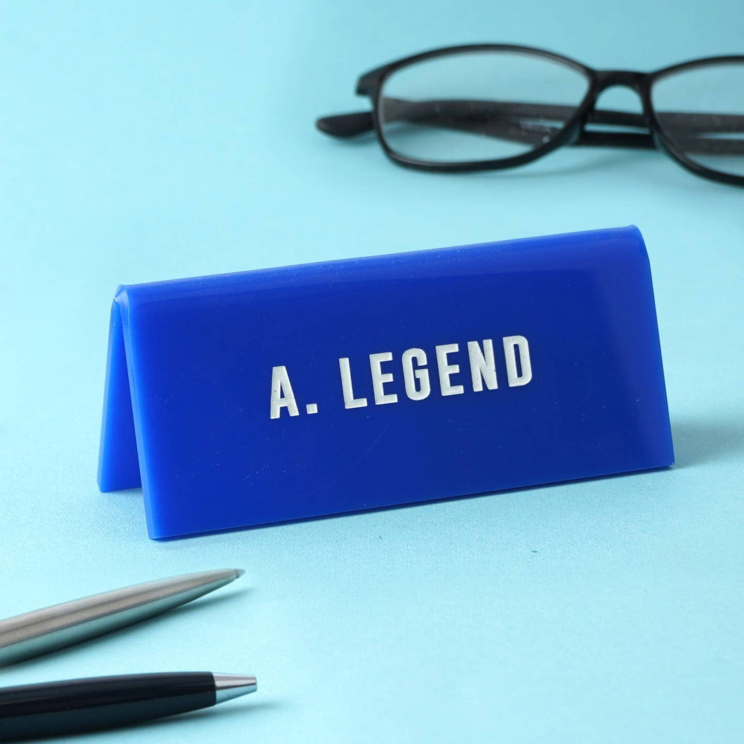 A. Legend Blue Desk Sign