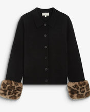 Load image into Gallery viewer, Grace and Mila Bambino cardigan with faux fur leopard cuff detail
