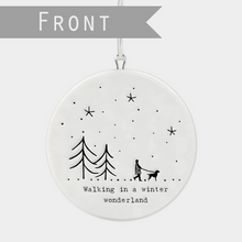 Load image into Gallery viewer, East of India Flat Porcelain Bauble - Winter Wonderland
