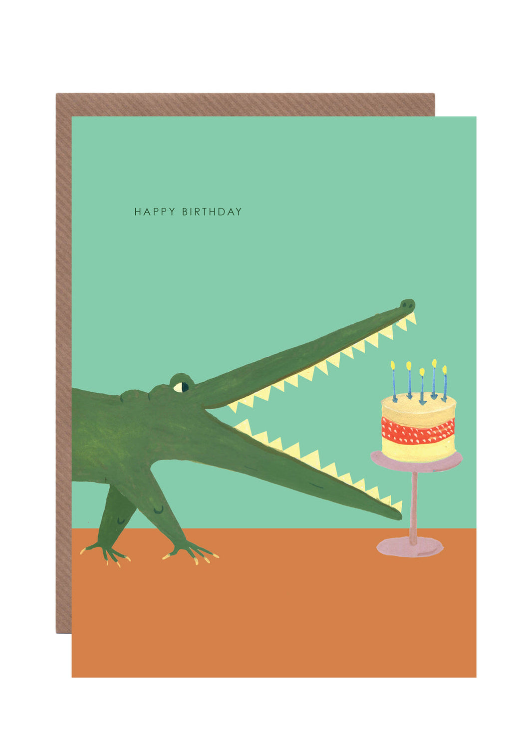 Crocodile & Cake Birthday Greetings Card