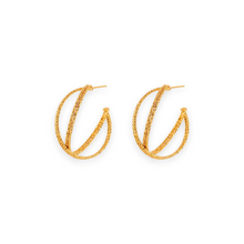 Load image into Gallery viewer, Criss Cross Sparkle Hoop Earrings - Gold or Silver
