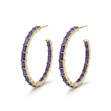 Load image into Gallery viewer, Double-Sided Stone Gold Hoop Earrings - 3 Colours
