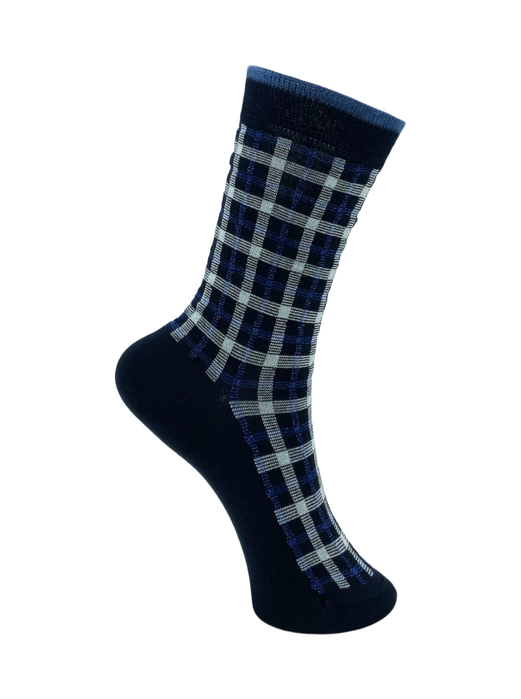 Black Colour DK Highland Check Glitter Socks - 2 Colours