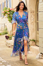 Load image into Gallery viewer, Hope &amp; Ivy Avaline Frill-Trim Maxi Wrap Dress
