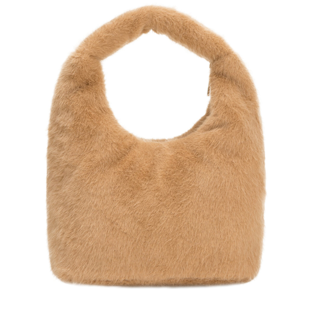 Every Other Faux Fur Scoop Bag - Camel