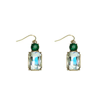 Load image into Gallery viewer, Cut Gem Drop Earrings - Clear / Emerald
