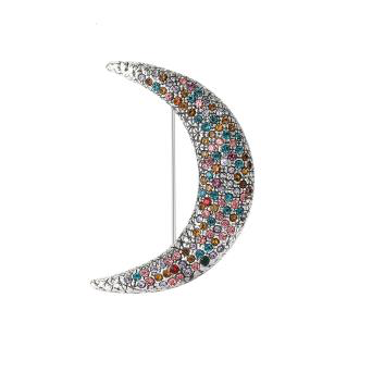 Crystal Embellished Moon Brooch