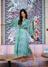 Load image into Gallery viewer, Black Colour DK Paisley Kaftan Tie Dress
