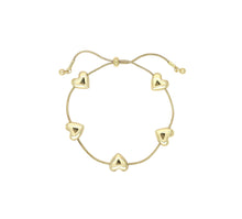 Load image into Gallery viewer, Five Hearts Adjustable Bracelet - Gold or Silver
