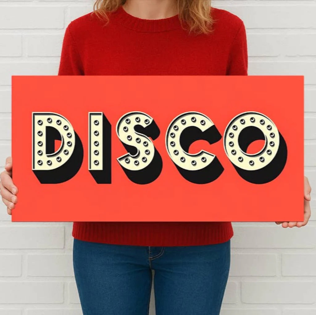 Disco Metal Sign-Retro Light Bulb Style - Large