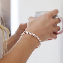 Load image into Gallery viewer, Lisa Angel beaded hearts bracelet in silver &amp; rose gold
