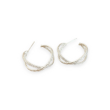 Load image into Gallery viewer, Criss Cross Sparkle Hoop Earrings - Gold or Silver
