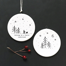 Load image into Gallery viewer, East of India Flat Porcelain Bauble - Winter Wonderland
