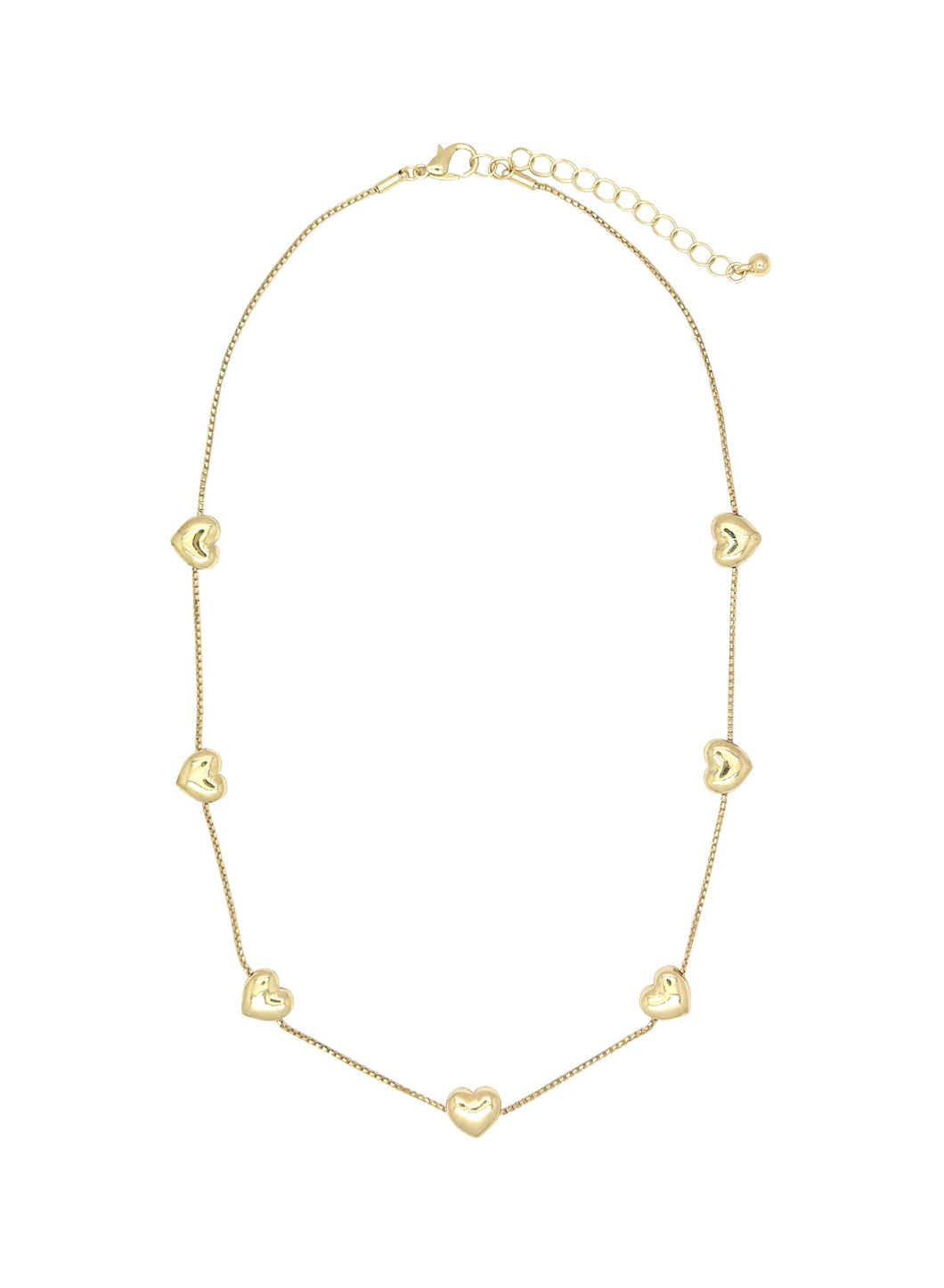 Seven Heart Charms on Snake Chain Short Necklace - Gold & Silver