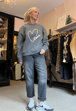 Load image into Gallery viewer, Grace &amp; Mila Grey Love Heart Sweatshirt
