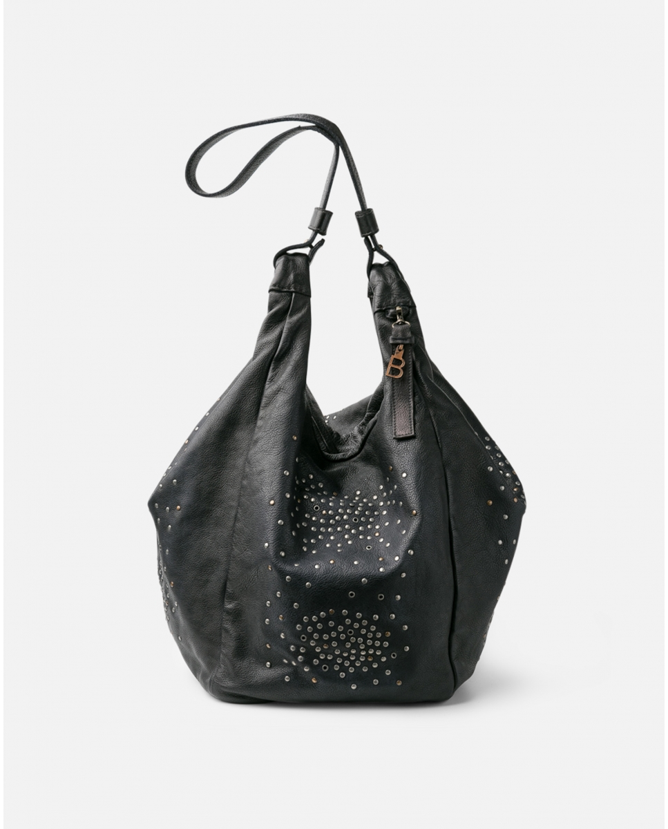BIBA Sandy Studded Leather Bag - Black