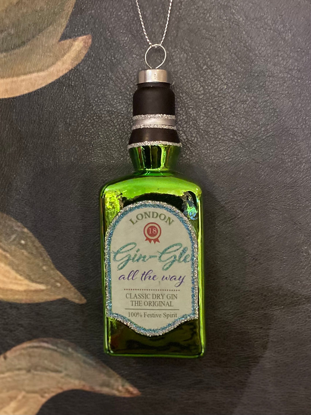 Gisela Graham Gin Bottle Glass Christmas Decoration