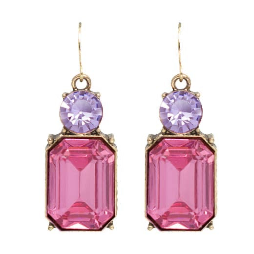 Cut Gem Drop Earrings - Rose Pink / Lilac