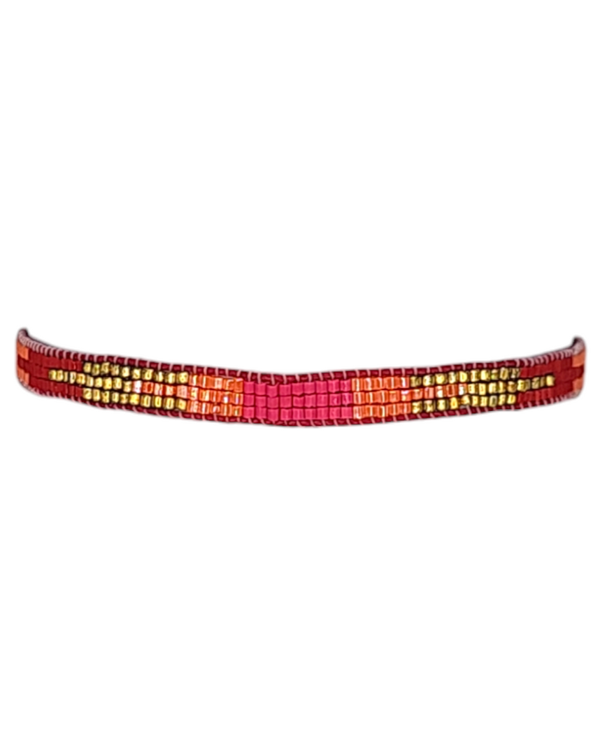 Fuchsia Mix Narrow Beaded Bracelet