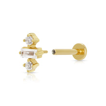 Load image into Gallery viewer, Scream Pretty Jessica Baguette Flat Back Earring - Gold
