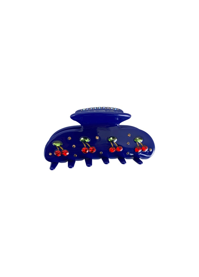 Black Colour DK Cherry Rhinestone Hair Claw