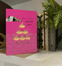Load image into Gallery viewer, Stephanie Davies Cheers Birthday Girl Champagne Card
