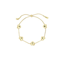 Load image into Gallery viewer, Five Small Hearts Adjustable Bracelet - Gold or Silver
