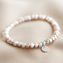 Load image into Gallery viewer, Lisa Angel beaded hearts bracelet in silver &amp; rose gold
