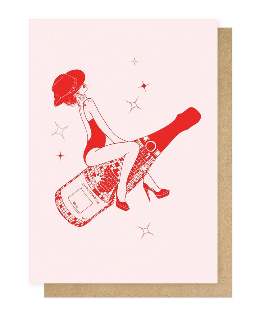 Retro Champagne - Greeting Card