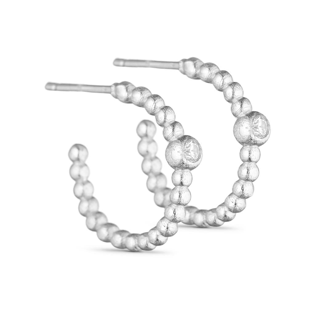 Pure by Nat Hoop Earrings with Zircons - Silver