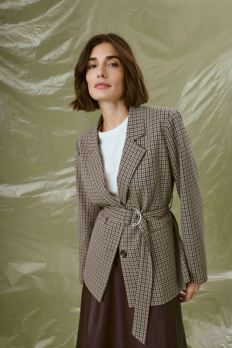 Culture Checka Belted Blazer