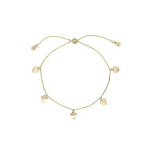 Load image into Gallery viewer, Five Brushed Hearts charm Adjustable Bracelet - Gold &amp; Silver
