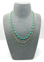 Load image into Gallery viewer, Triple Mix Beaded Gold Necklace - Multi / Turquoise
