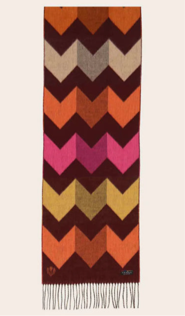 Graphic Zig Zag Pattern Scarf - Brown